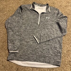 Under Armour Gray and White Quarter-Zip Pullover